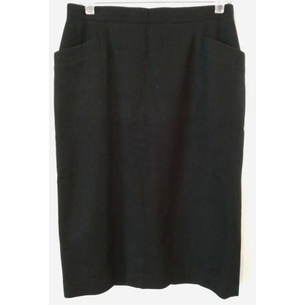 Forenza Women's Black Skirt Wool Blend Size 12 Made in Italy Button Down Back
